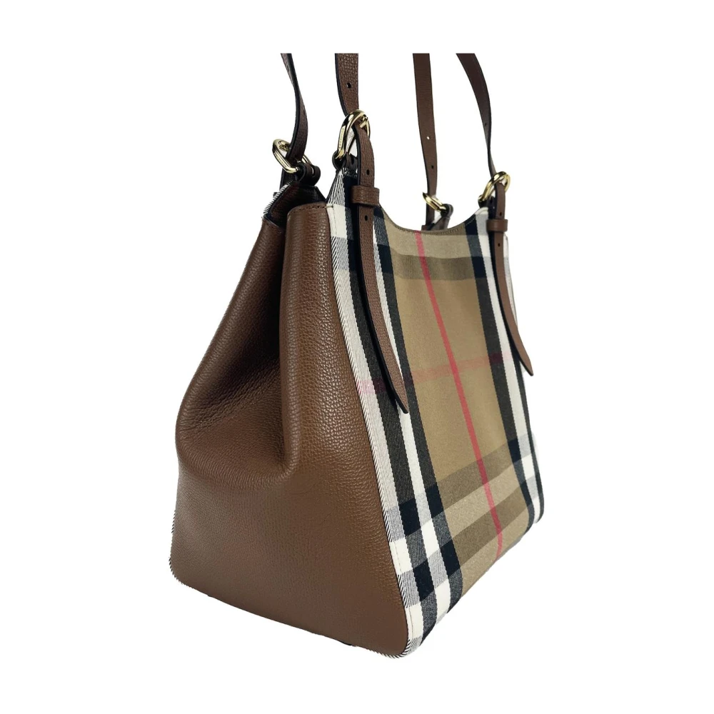Burberry Check Tote Tas met Tan Accents Multicolor Dames