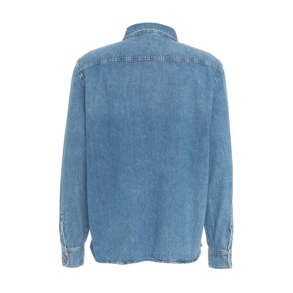 7 For All Mankind Blauwe Denim Western Shirt Blue Heren