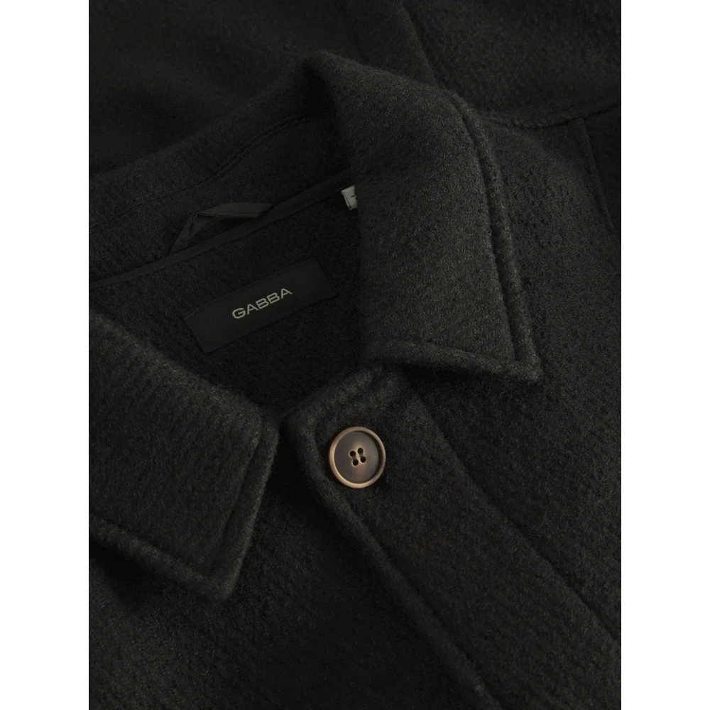 Gabba Zwarte Wollen Single-Breasted Jas Black Heren