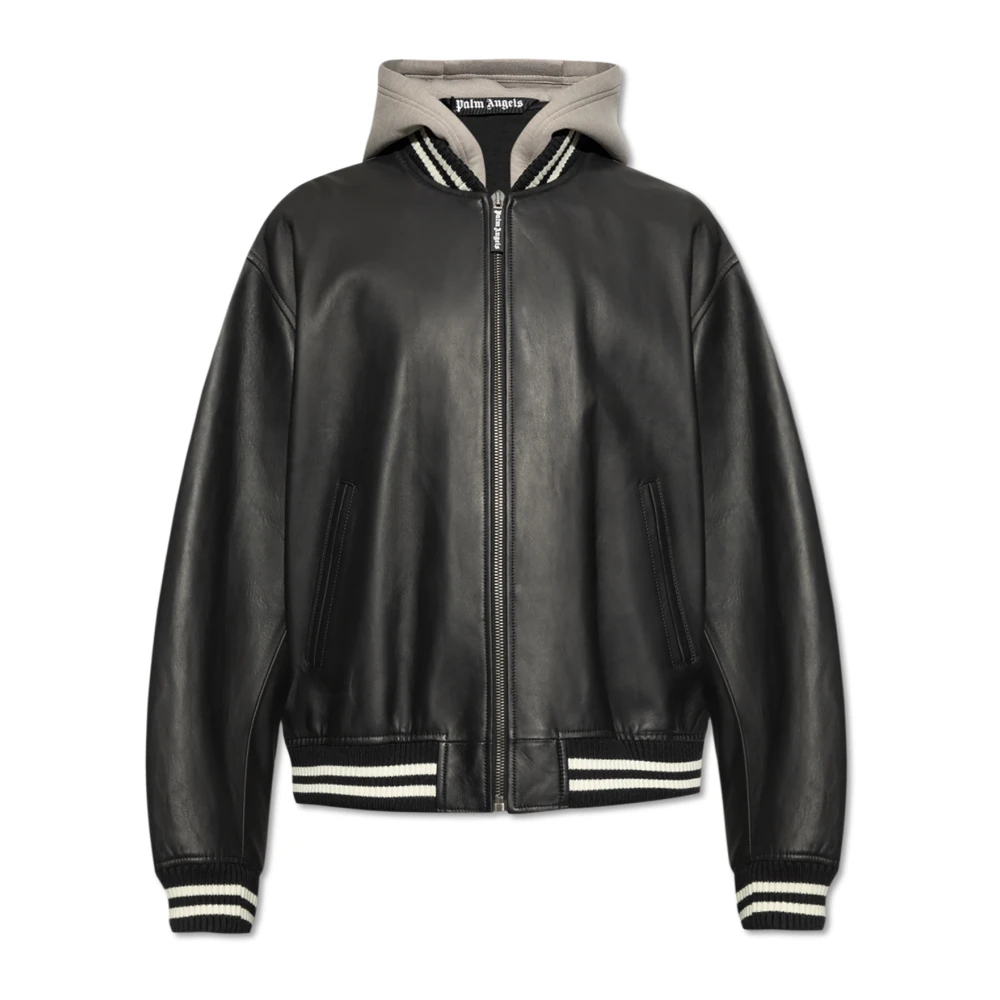 Palm Angels Leren jas Black Heren