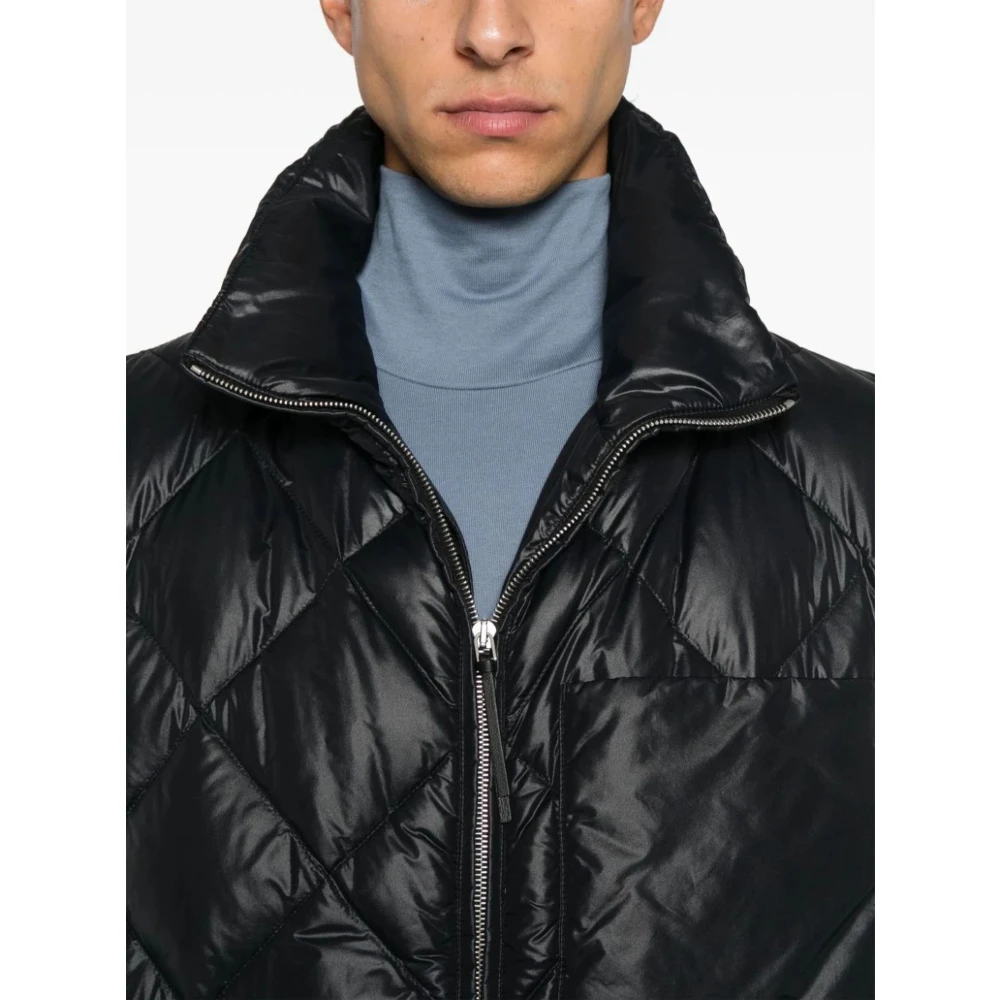 Jil Sander Gewatteerd Zwart Mouwloos Jack Black Heren