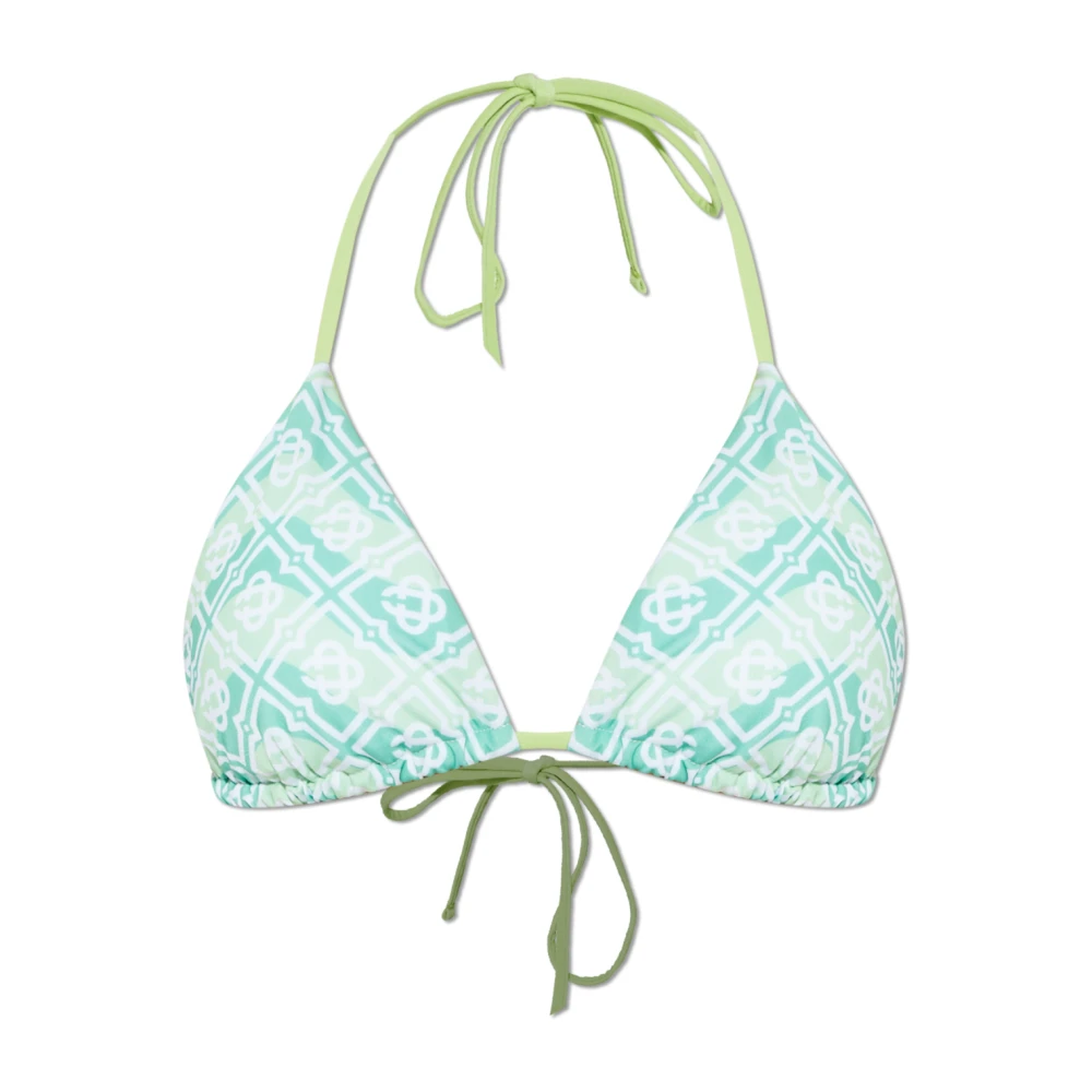 Casablanca Women's Blue Wavy Monogram Bikini Top - Bikinis - S - Swimwear