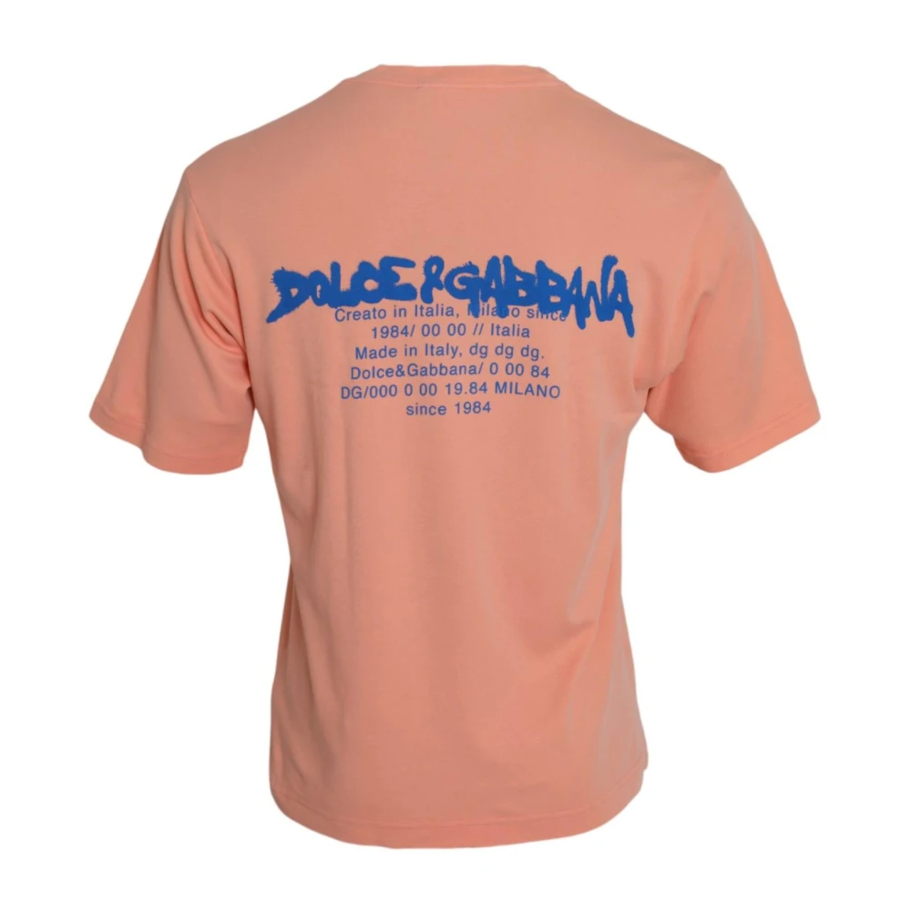 Dolce & Gabbana Koraal Logo Print T-shirt Orange Heren