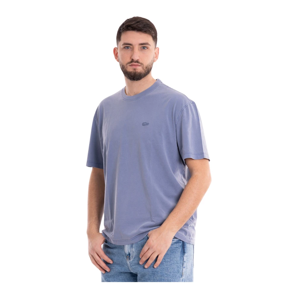 Lacoste Biologisch katoenen T-shirt met krokodilborduursel Blue Heren