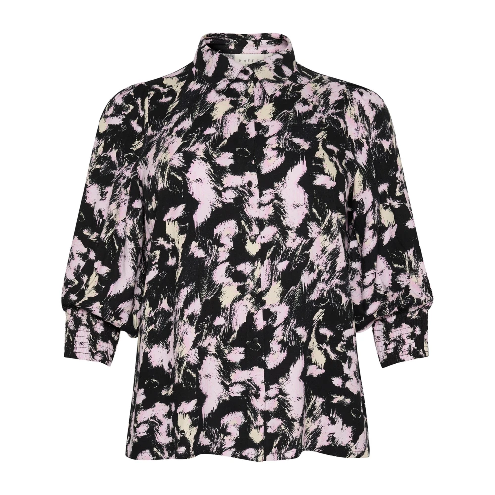 Kaffe Curve Elegante zwart roze grafische strepen blouse Multicolor Dames