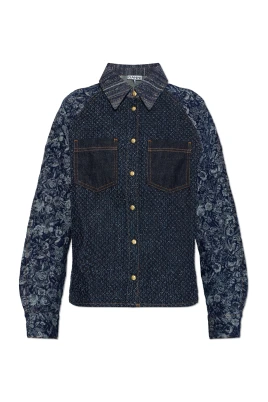 Denimskjorta med blommigt motiv