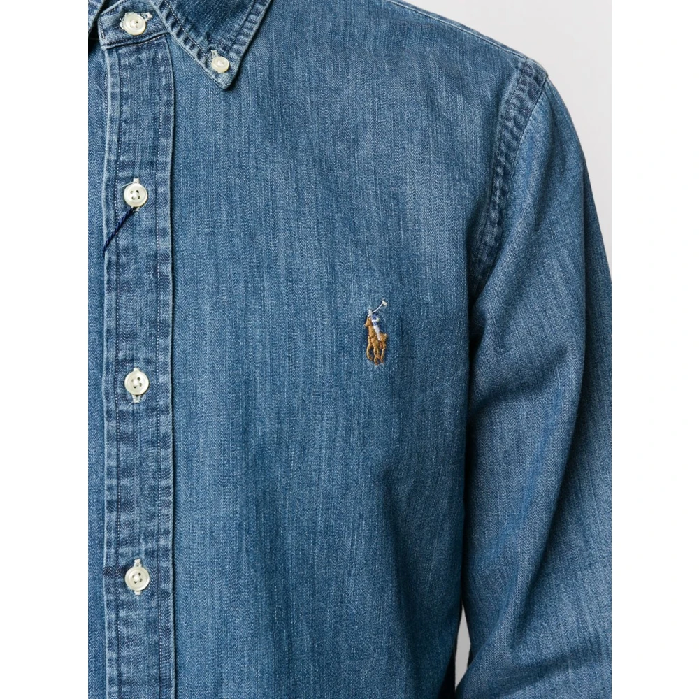 Polo Ralph Lauren Denim Sportshirt Lange Mouw Blue Heren