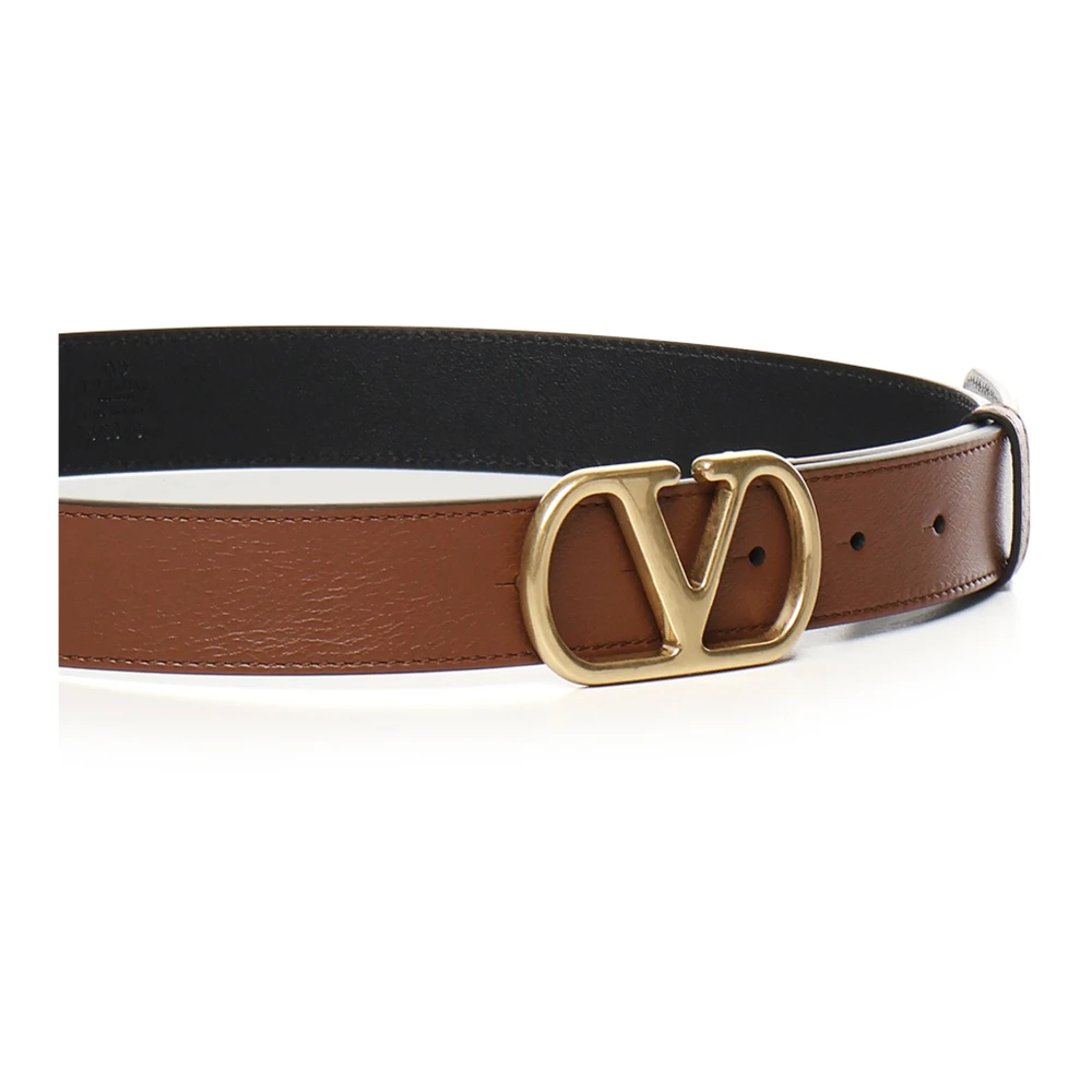 Valentino Garavani Bruin Leren Riem met Logogesp Brown Dames