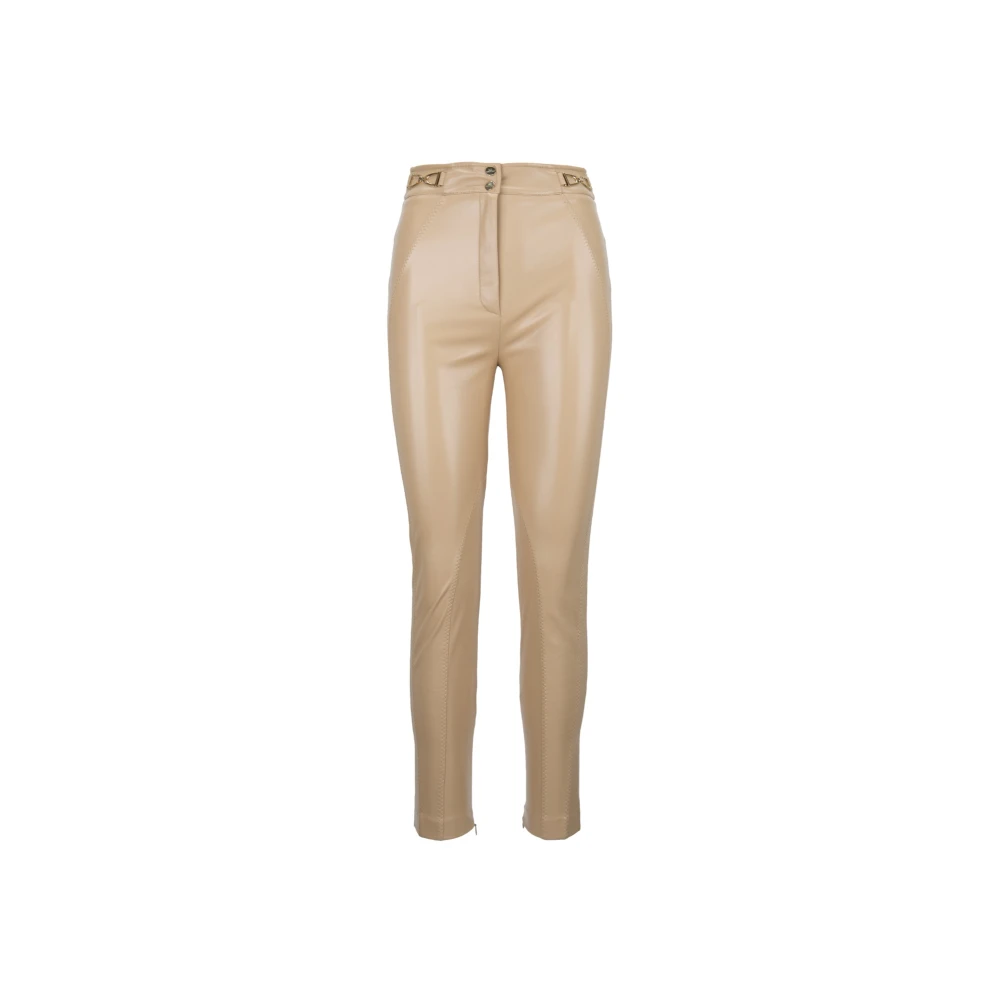 Elisabetta Franchi Dames Skinny Broek met Rits Beige Dames