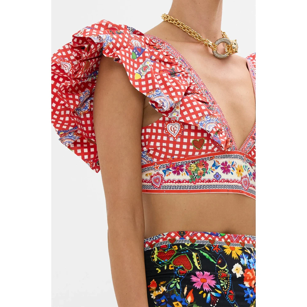 Camilla Portugees Folklore Ruffle Wrap Top Red Dames