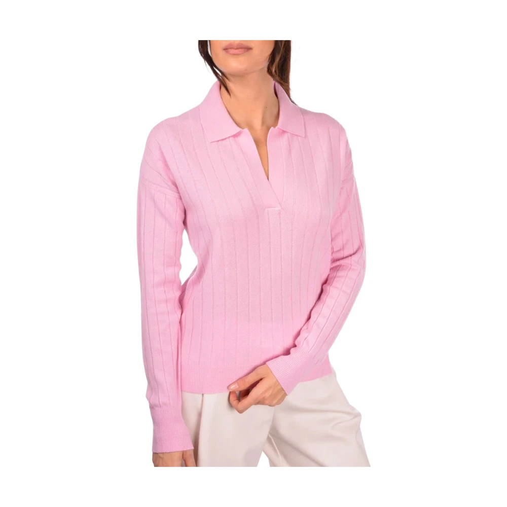 Gran Sasso Roze Gebreide Polo Sweater Pink Dames