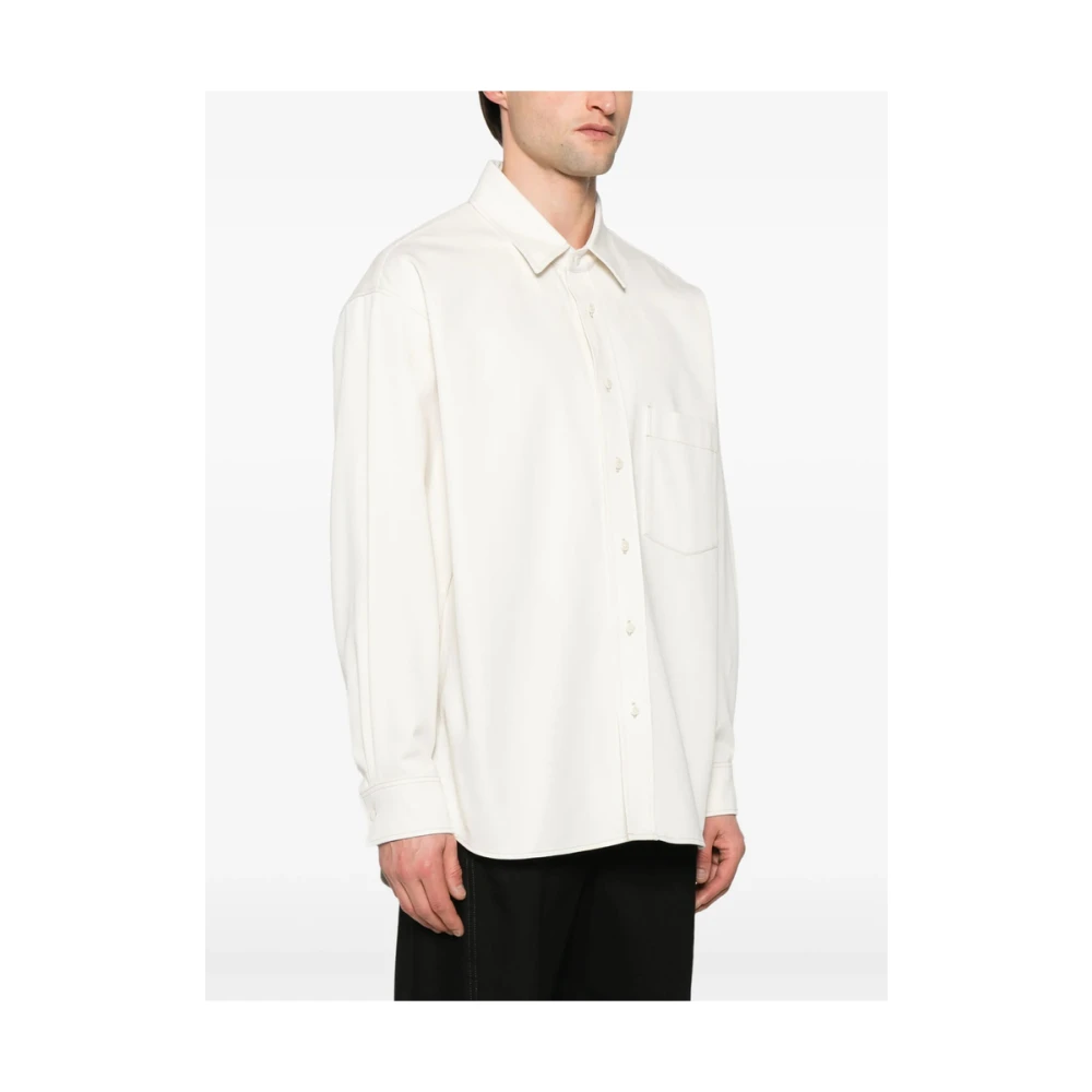 Lemaire Amandel Beige Knoopshirt White Heren