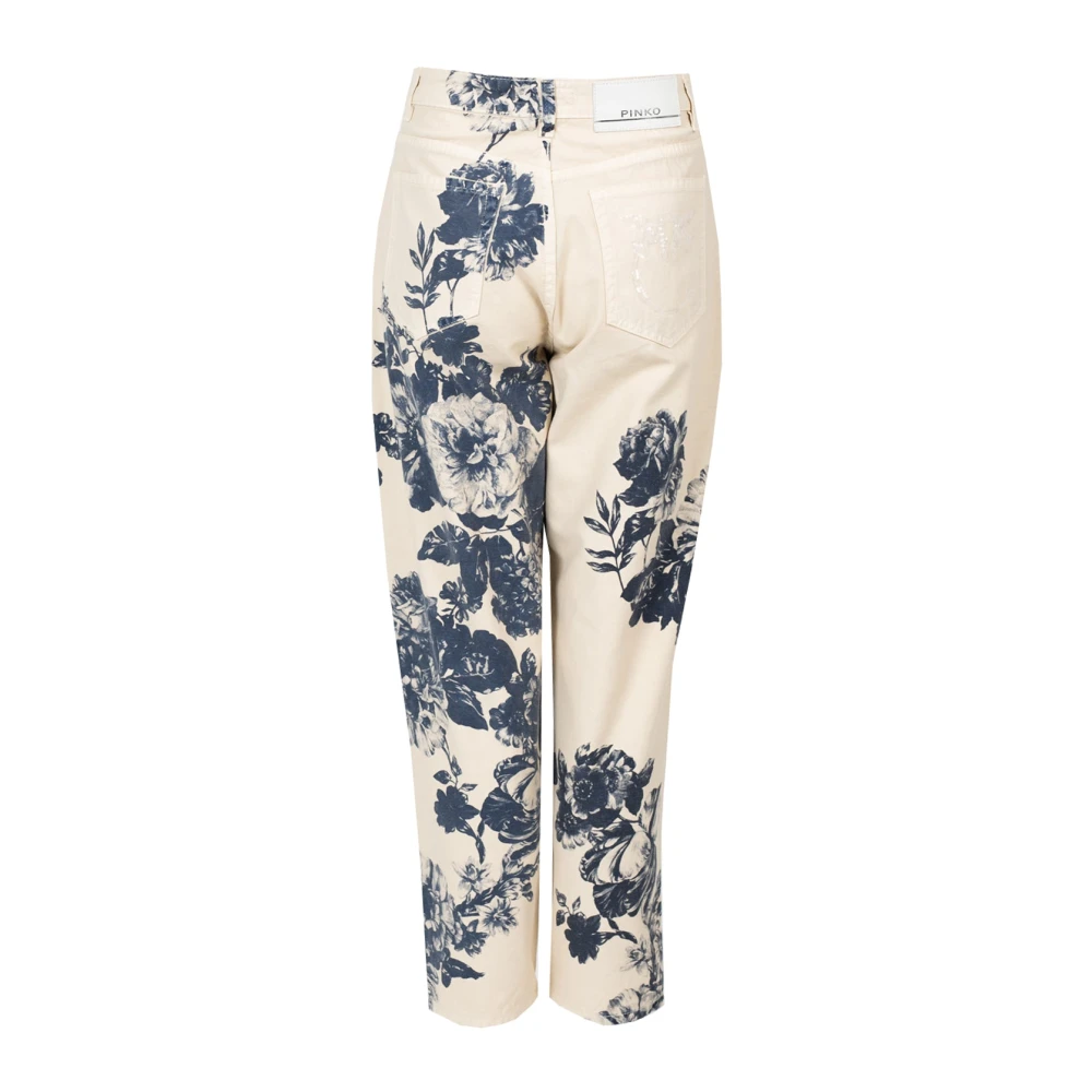 pinko Bloemenprint Broek White Dames