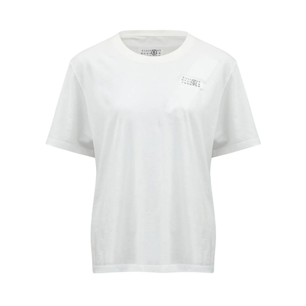 MM6 Maison Margiela Wit T-shirt met ronde hals van jersey White Dames