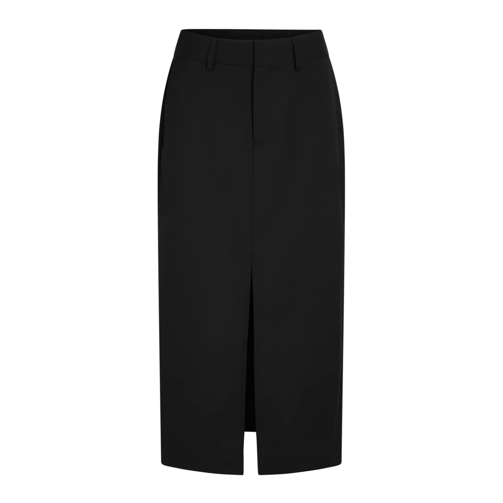 Heartmade Elegante Zwarte Midi Rok met Split Black Dames