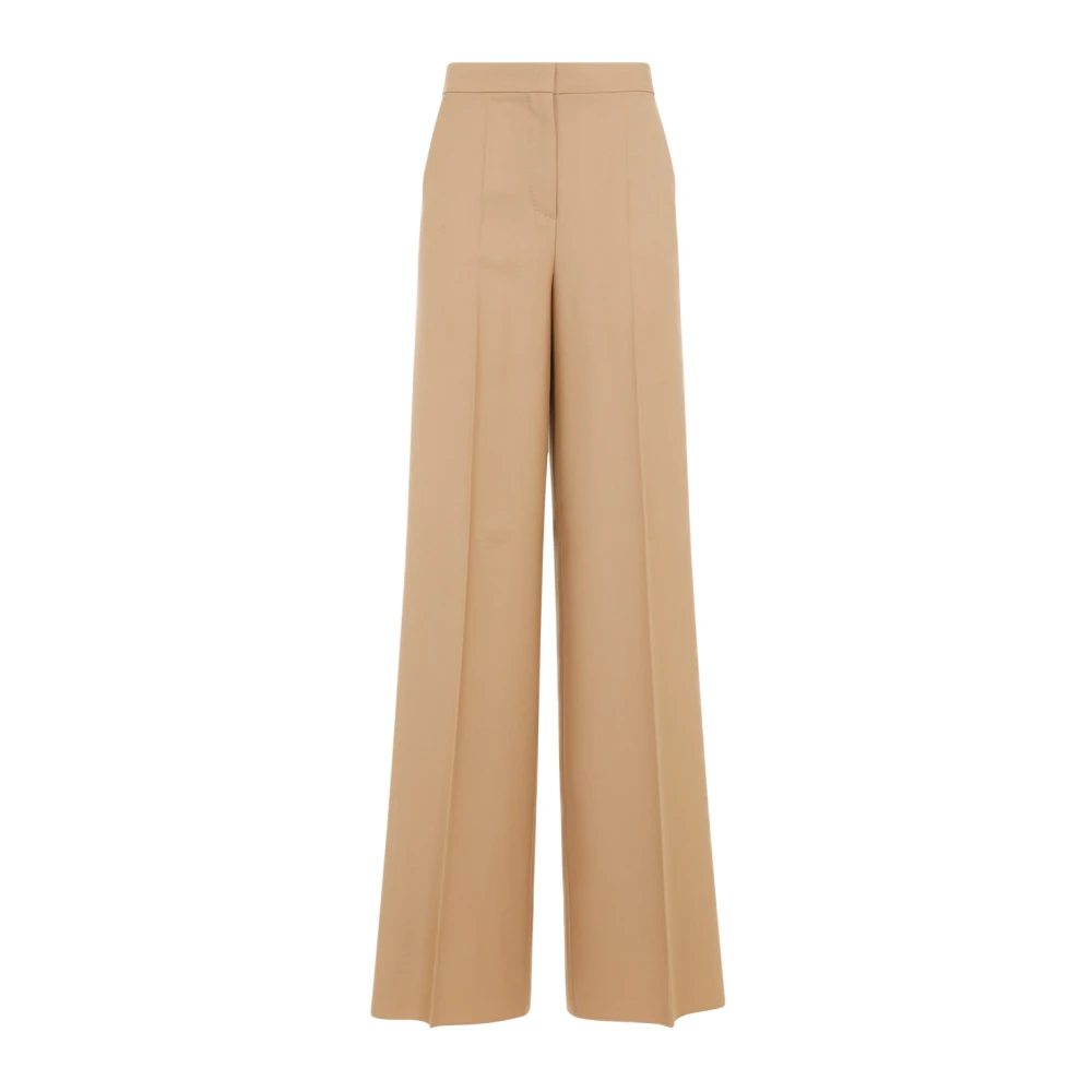 Max Mara Luxe Wol Wijde Pijp Broek Beige Dames