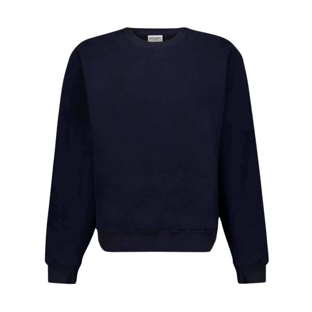 Saint Laurent Men's Blue Embroidered Logo Sweatshirt - Sweatshirts - M - Sweatshirts & Hoodies