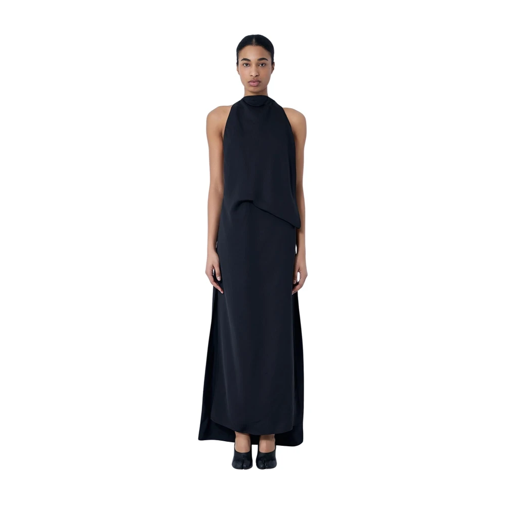 Sportmax Women's Black Maxi Dresses, 2XS, Sleeveless Draped Maxi Dress