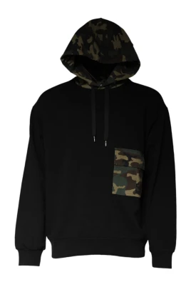 Camouflage huvtröja med stor ficka