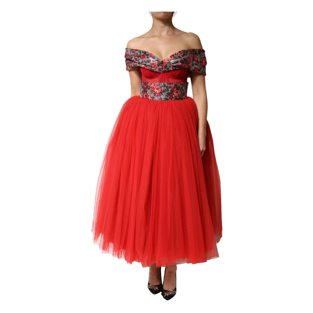 Dolce & Gabbana Women's Red Off Shoulder A-Line Dress - Party Dresses - Xs - Dresses