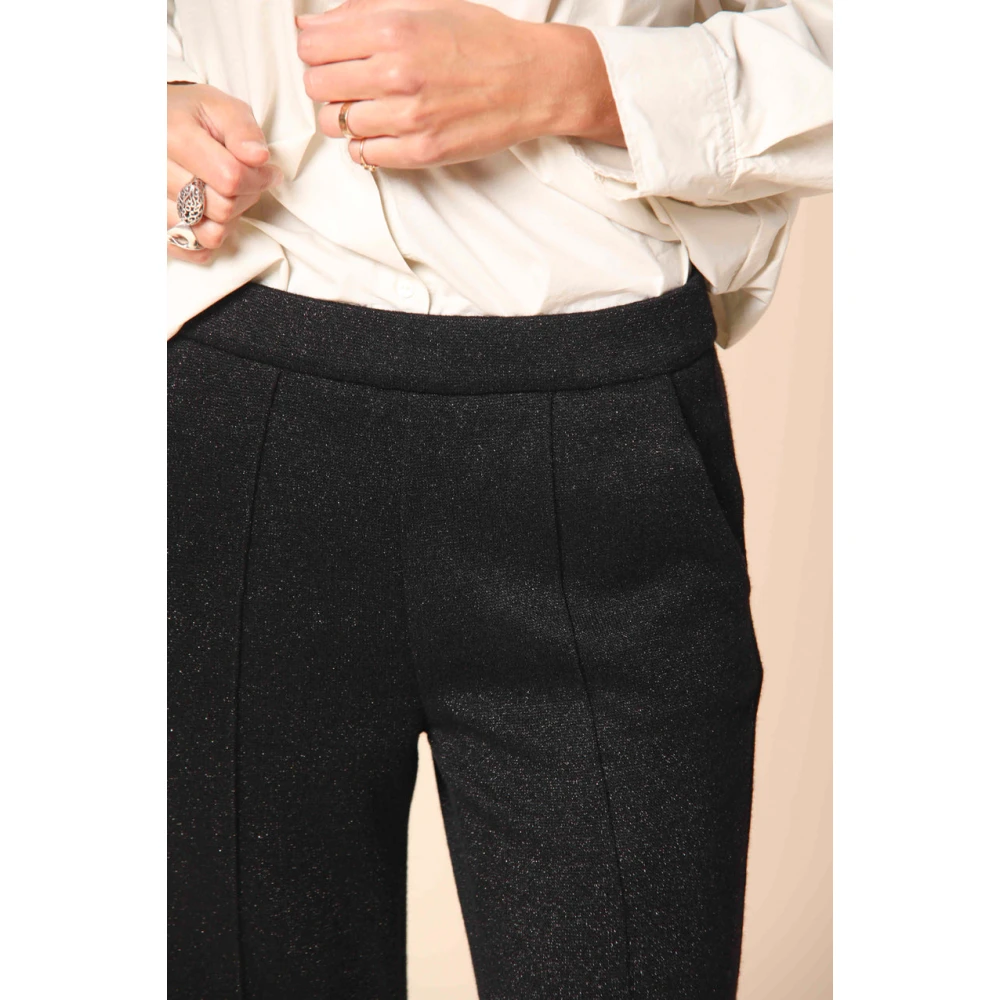 Mason's Elegante Straight Chino Broek met Lurex Black Dames