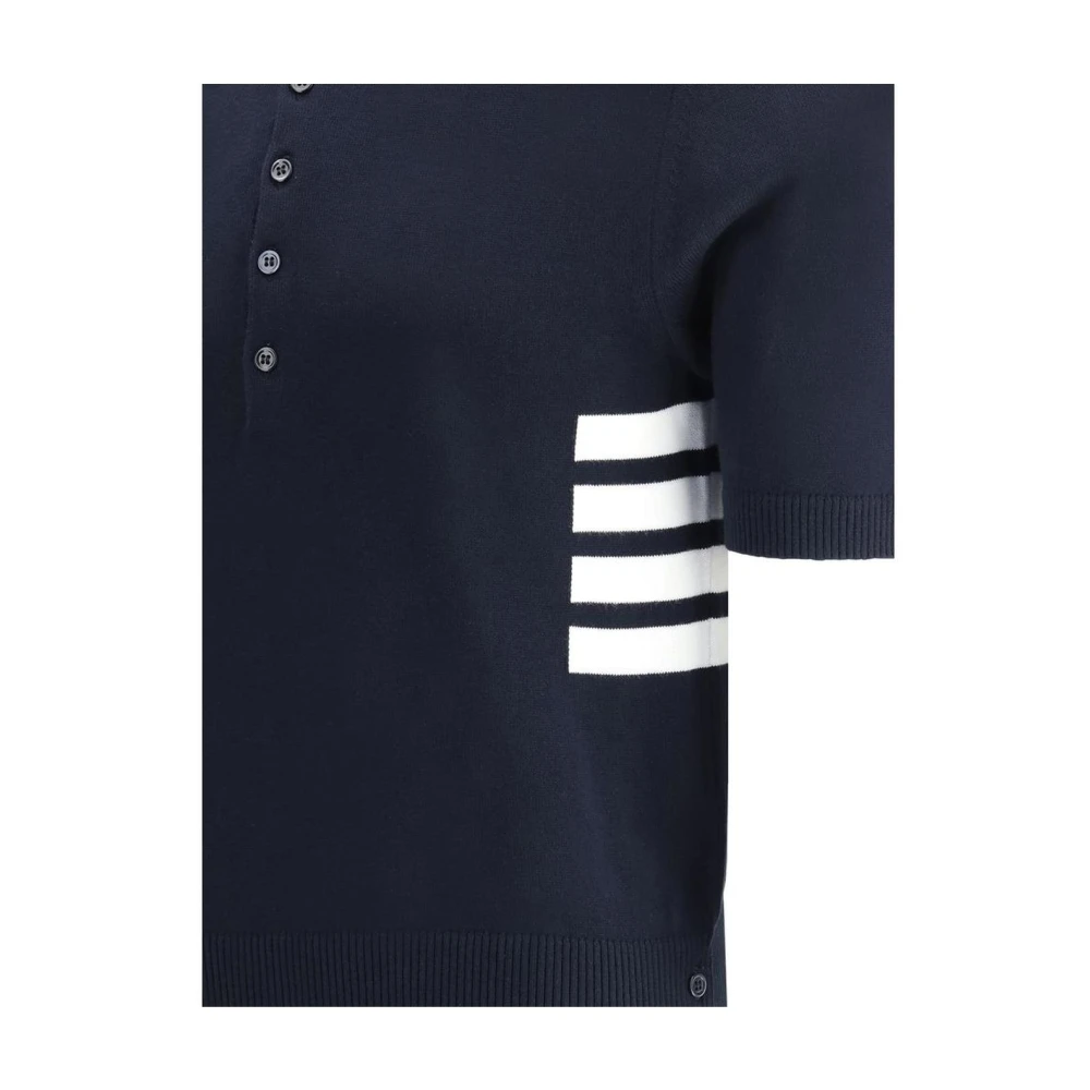 Thom Browne Gestreept Gebreid Poloshirt Blue Heren