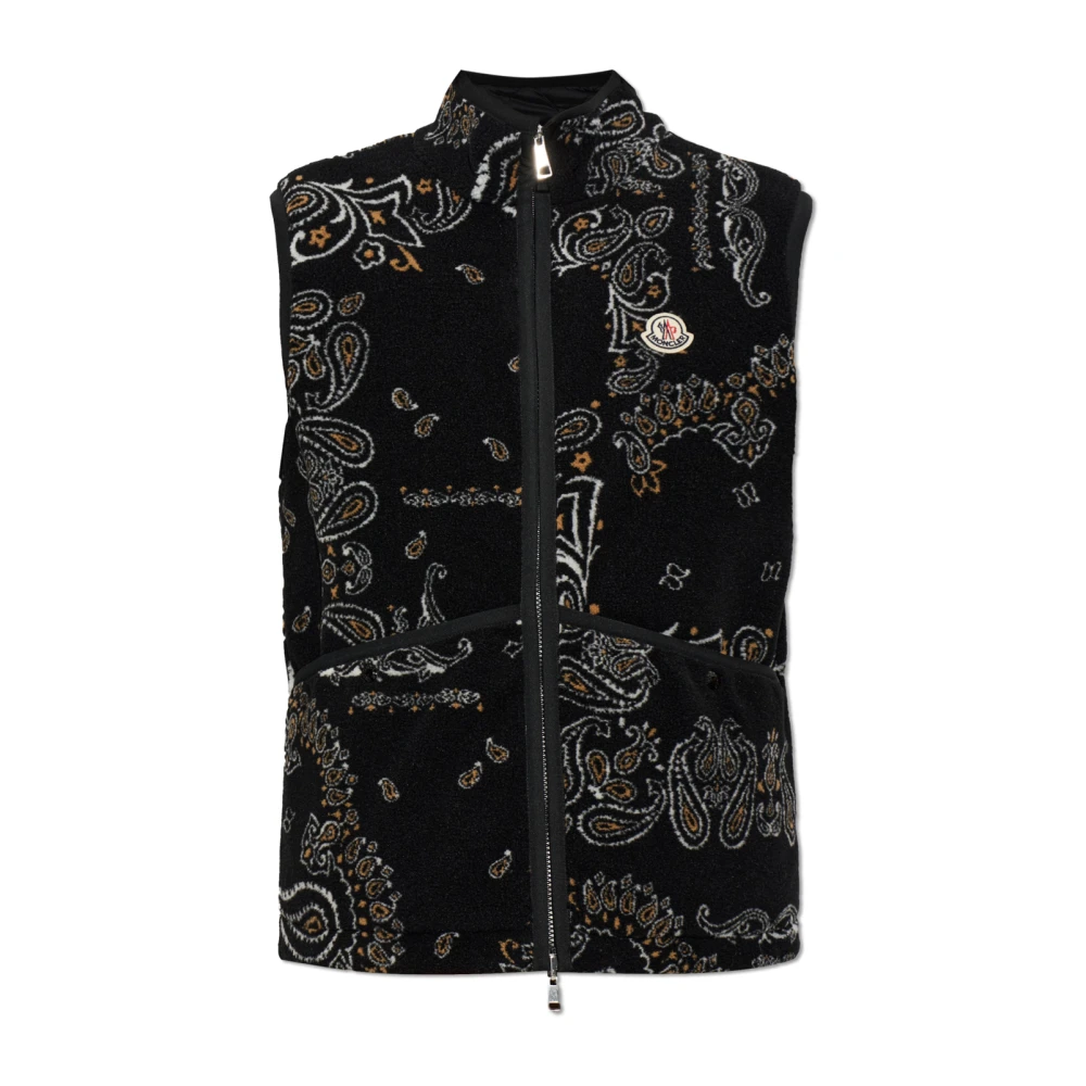 Moncler Reversible Paisley Print Padded Teddy Vest - Male - Waistcoats - Black - Xl - Jackets