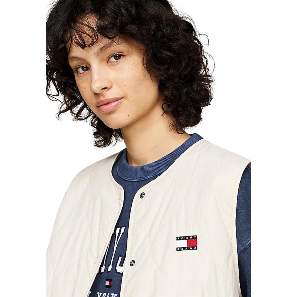 Tommy Hilfiger Waterafstotend Gewatteerd Mouwloos Jack Beige Dames