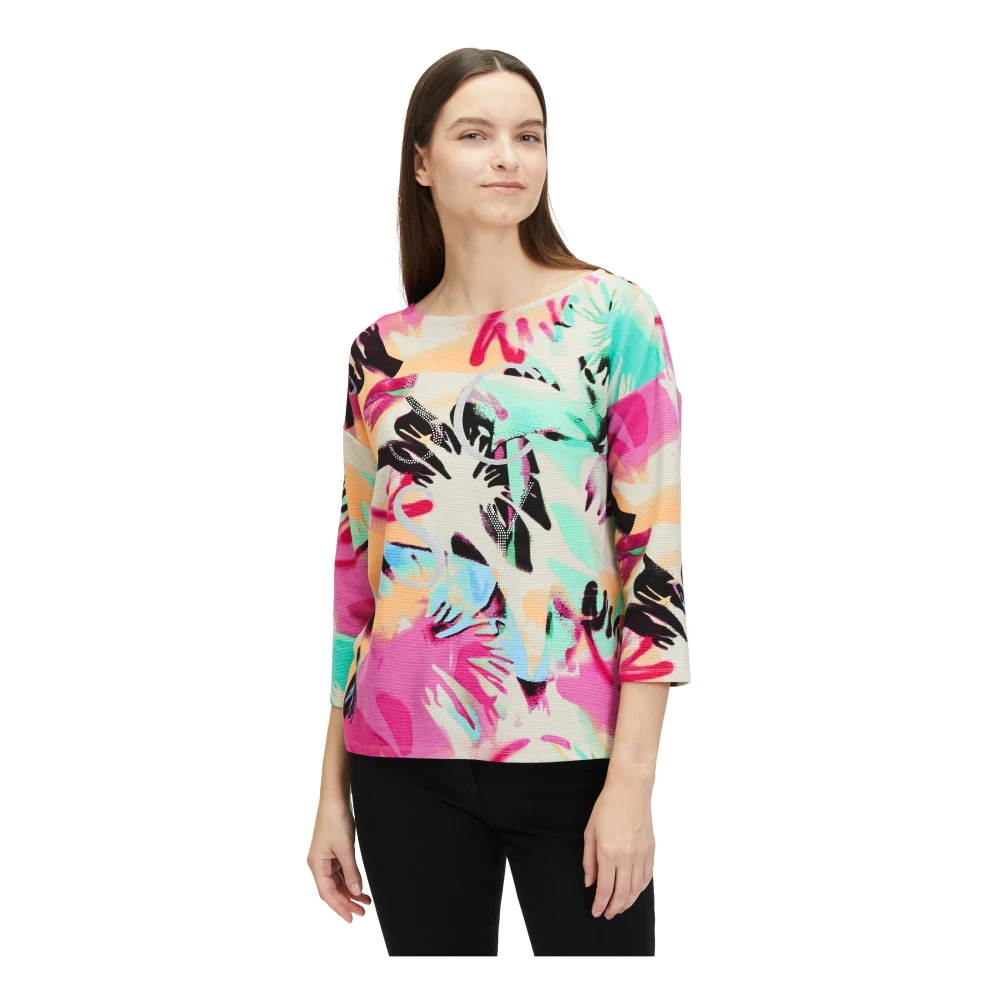 Betty Barclay Geribbeld Sweatshirt met Glitterstenen Multicolor Dames