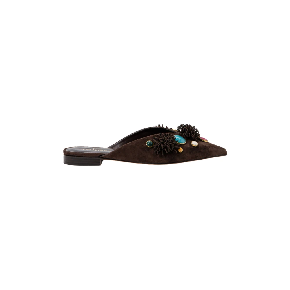 Twinset Brown Mules, Female, 7 Uk, Jeweled Pointed Sabot