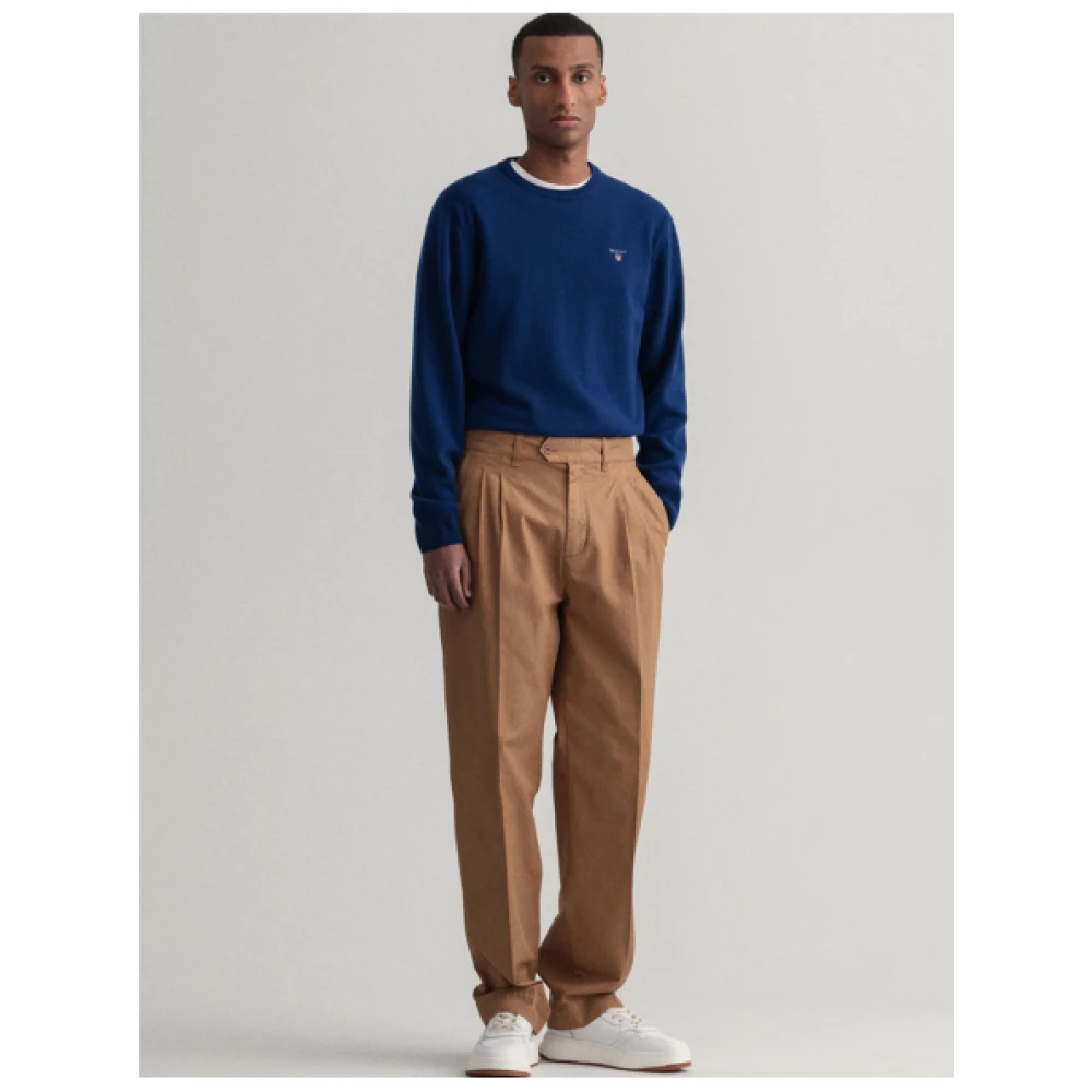 Gant Extra Fijne Wol Ronde Hals Trui Blue Heren