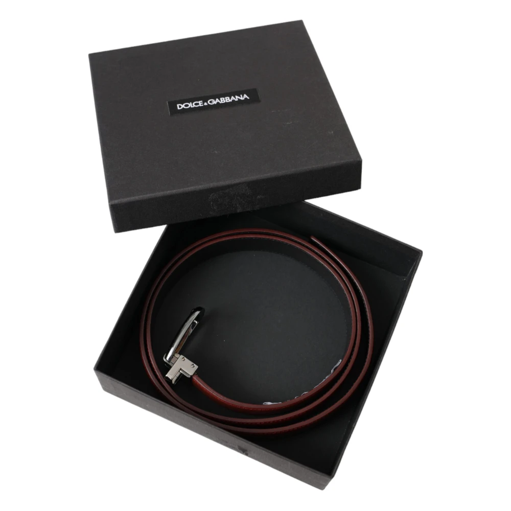 Dolce & Gabbana Bruin Leer Zilveren Gesp Riem Mannen Brown Unisex