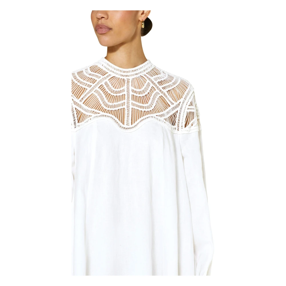 RIANI Linnen jurk met macramé ontwerp White Dames