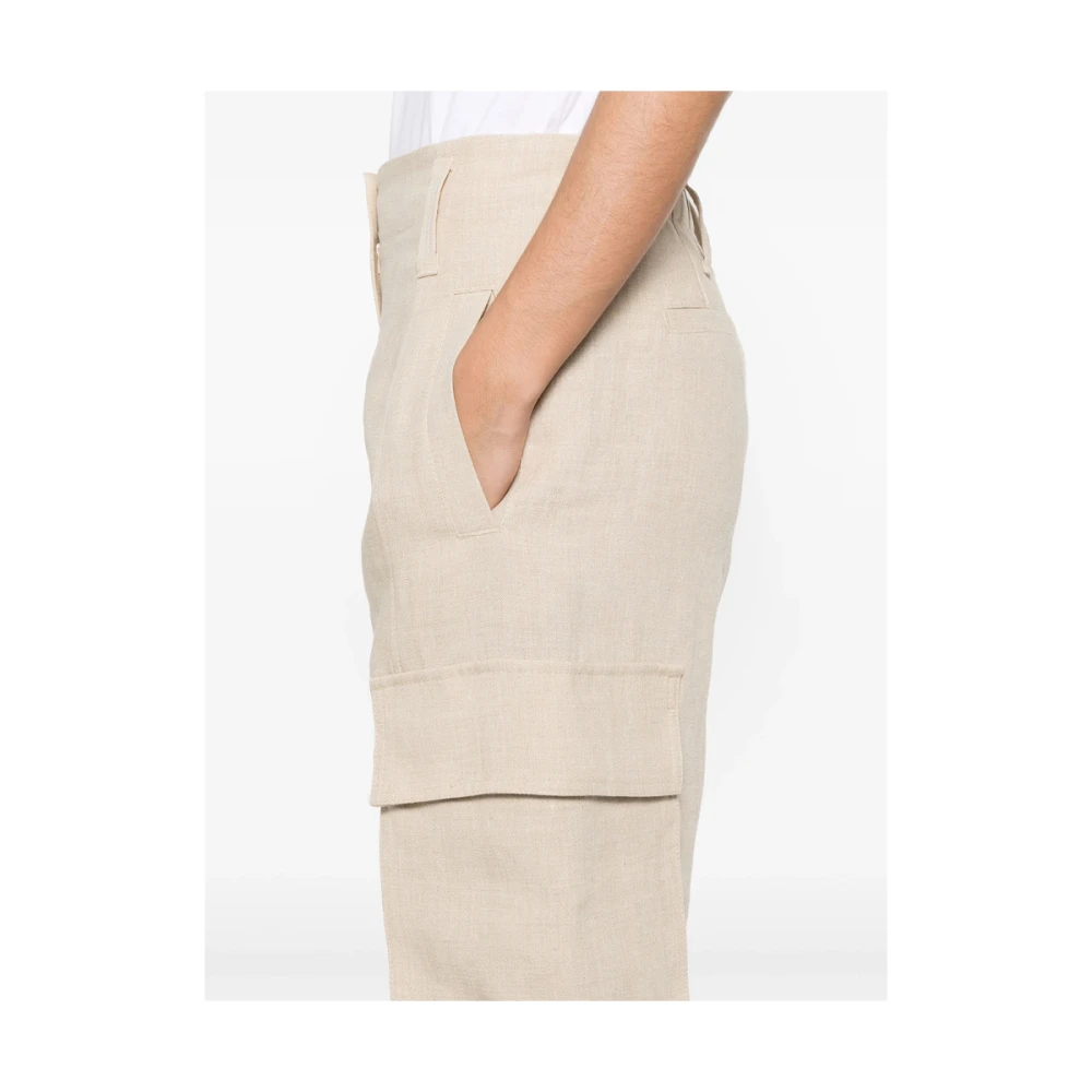 BRUNELLO CUCINELLI Beige Cargo Broek met Knoopsluiting Beige Dames