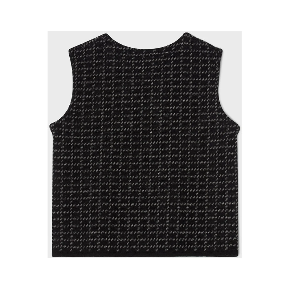 Busnel Geruite Wollen Top Vest Black Dames