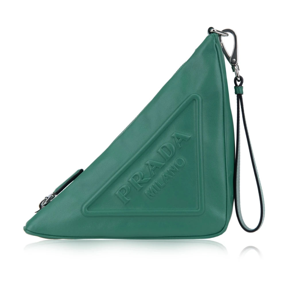 Prada Leren handtas met rits Green Dames