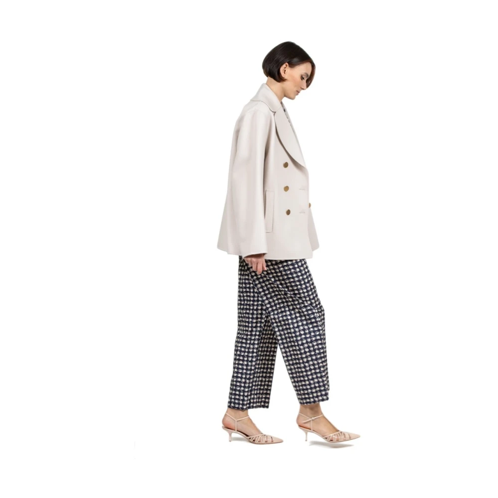 Max Mara Korte Wol Damesjas Dubbelborstig Room Gray Dames