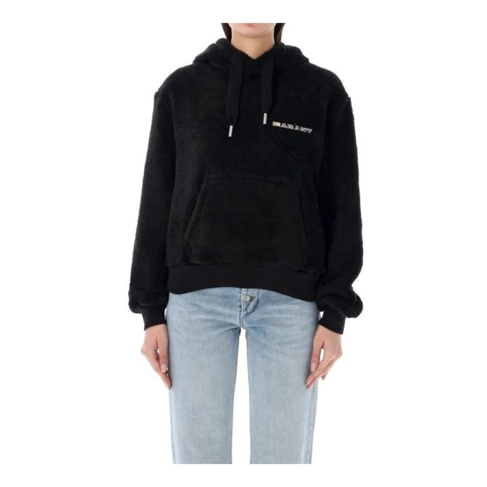 Isabel Marant Étoile Zwarte Logo-geborduurde Fleece Hoodie Black Dames