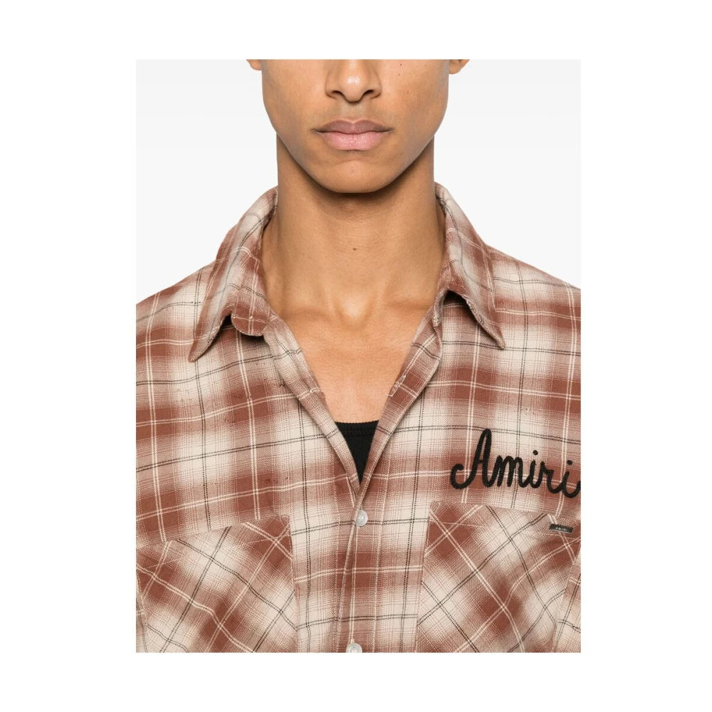 Amiri Klassieke Button-Up Shirt in Auburn Brown Heren