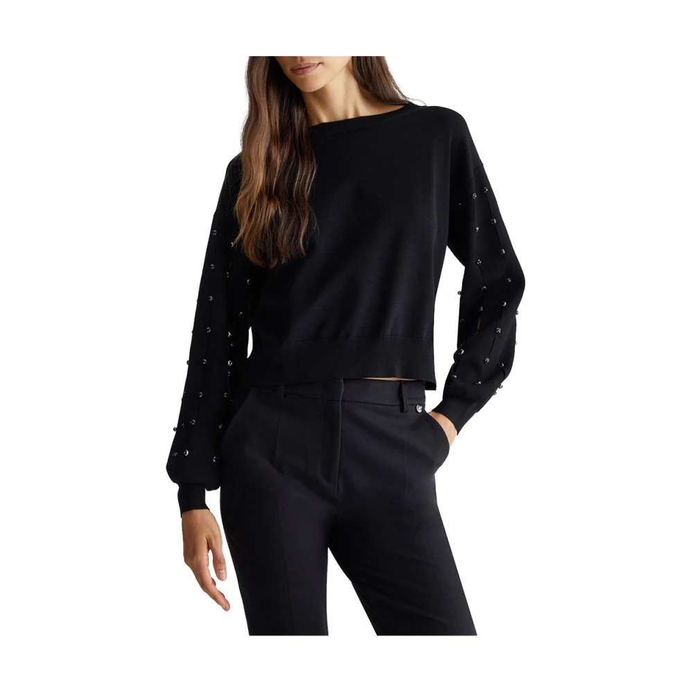 Liu Jo Zwarte Trui Elegant Veelzijdig Slim Fit Black Dames