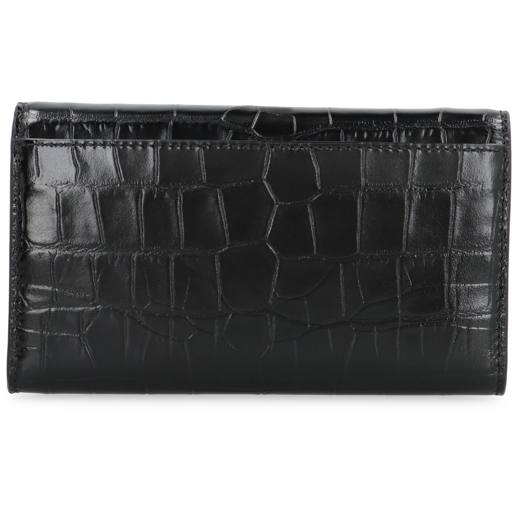 Michael Kors Croco Lederen Portemonnee met Ketting Black Dames