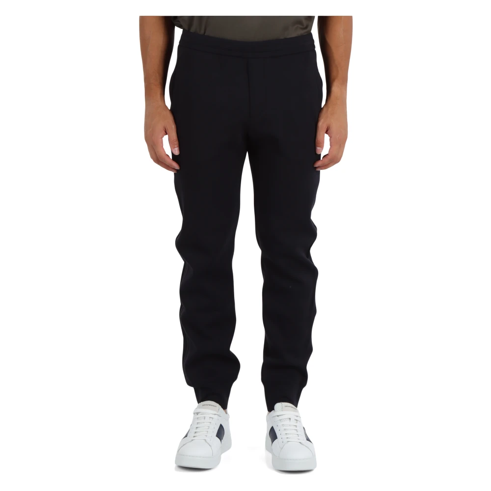 Emporio Armani Sportieve Katoenen Logo Sweatpants Blue Heren