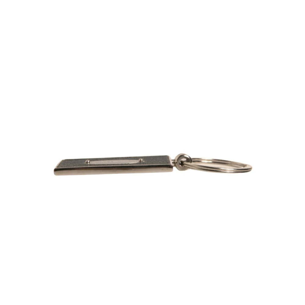 Dolce & Gabbana Luxe Leren Sleutelhanger met Metalen Ring Black Heren