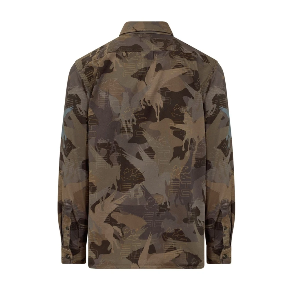 ETRO Camouflage Katoenen Overhemd Brown Heren