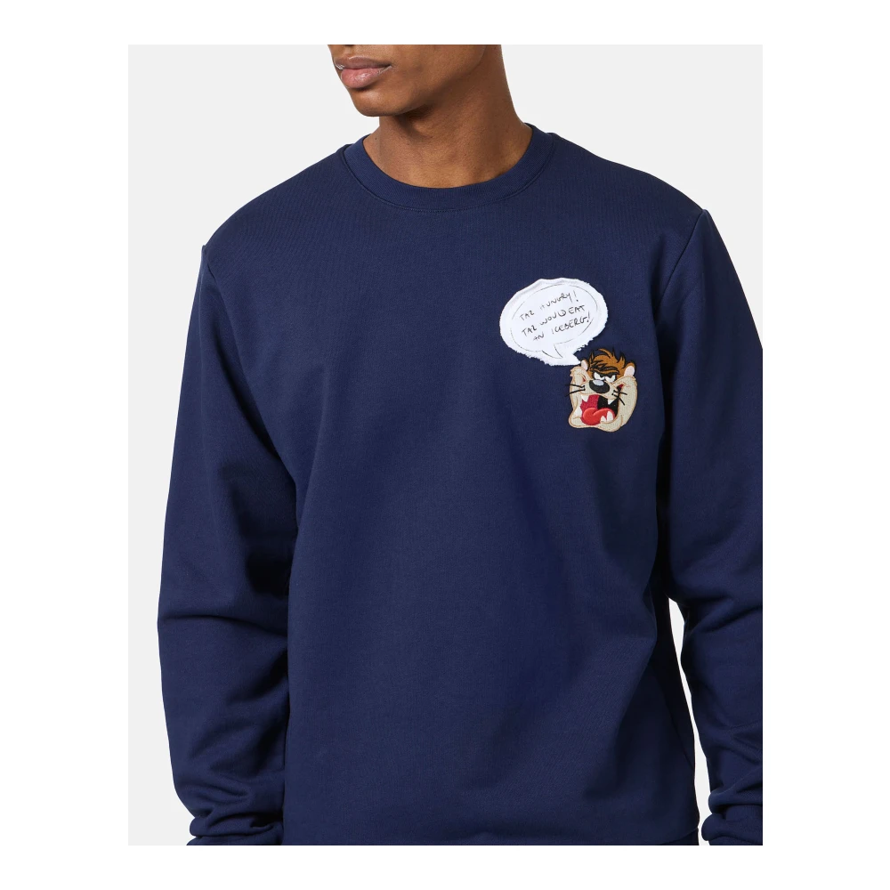 Iceberg Klassieke regular fit blauwe crewneck sweatshirt met Looney Tunes detail Blue Heren