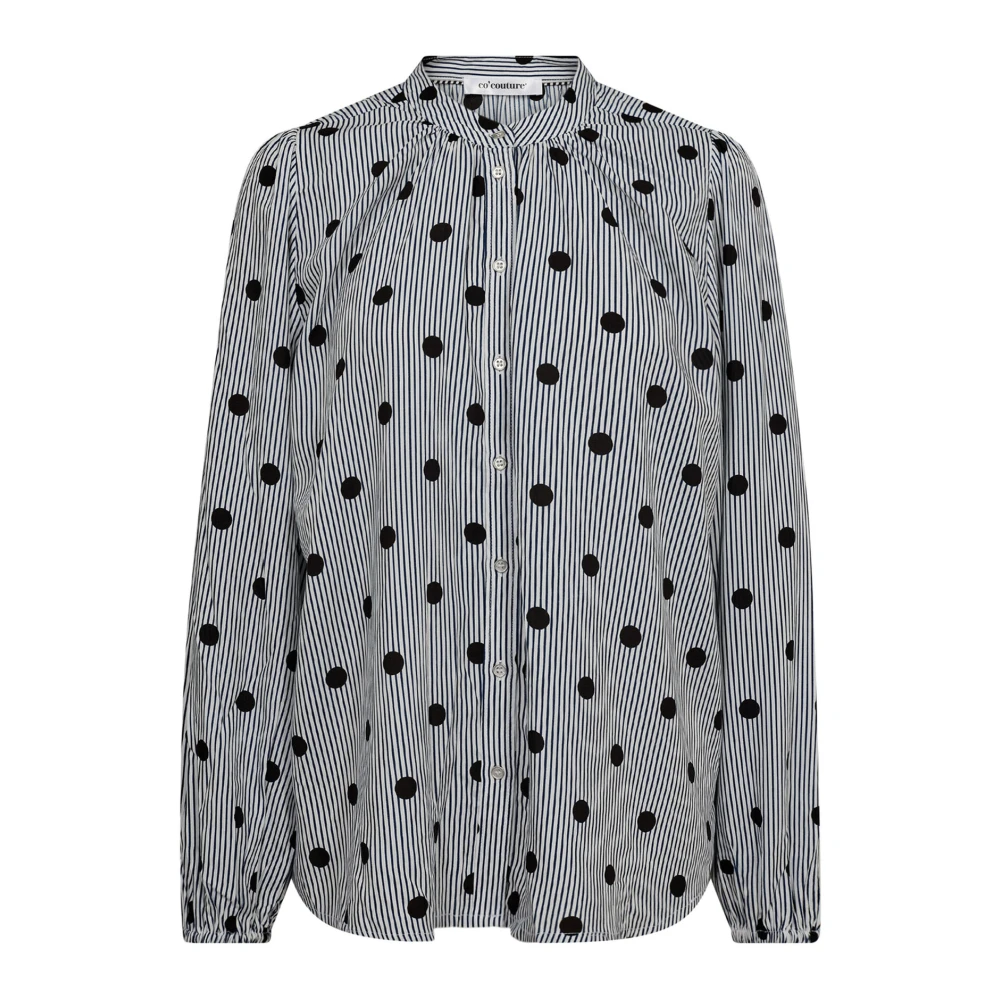 Co'Couture Gestippelde Blouse WitZwart Black Dames