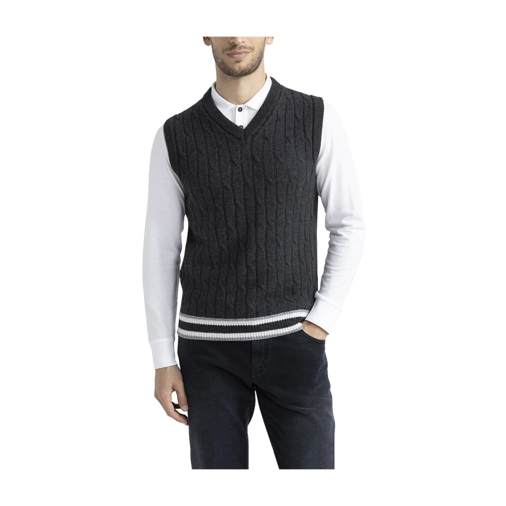 PESERICO Wollen en kasjmier gilet Gray Heren