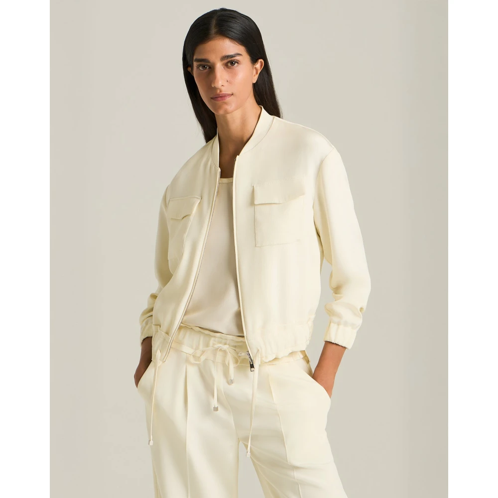 Kiton Zijden Bomberjack White Dames