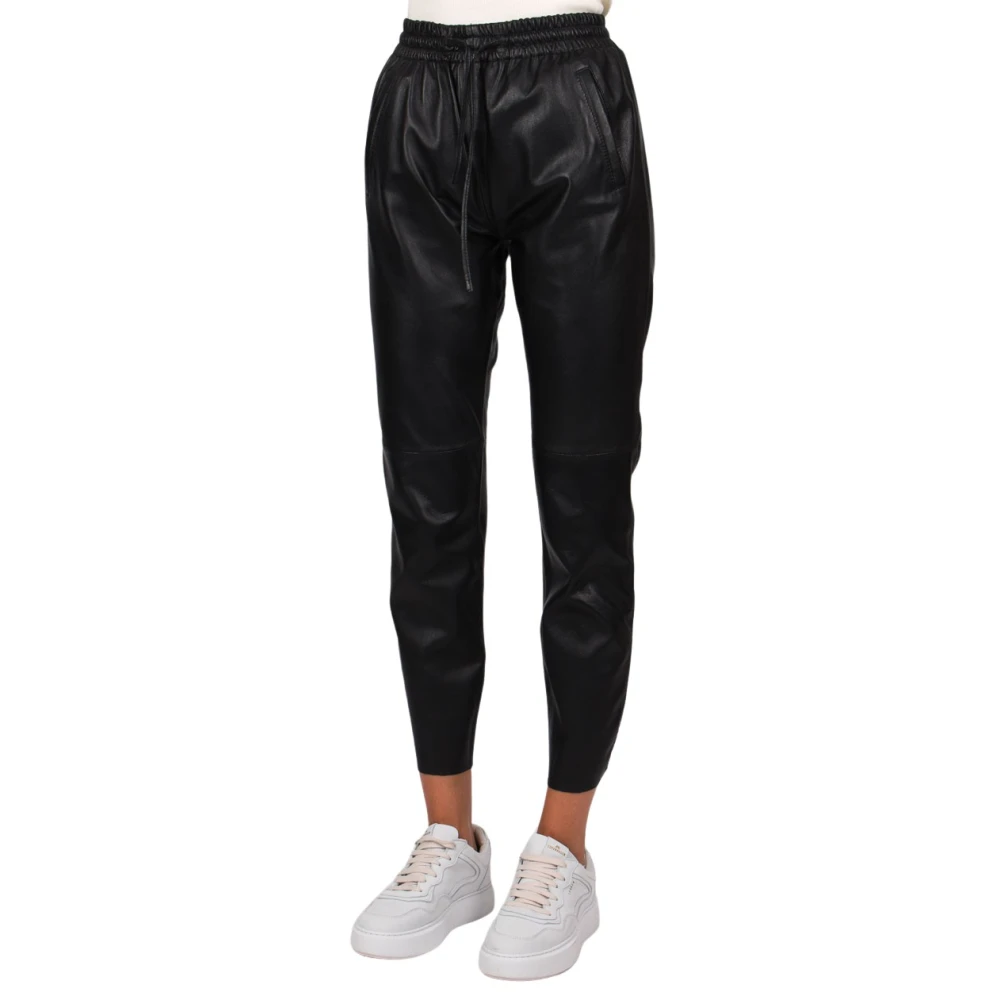 Oakwood Zwarte leren cadeau Lederhose Black Dames