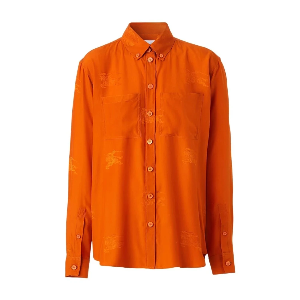 Burberry Shirt met geborduurd logo en lange mouwen Orange Dames